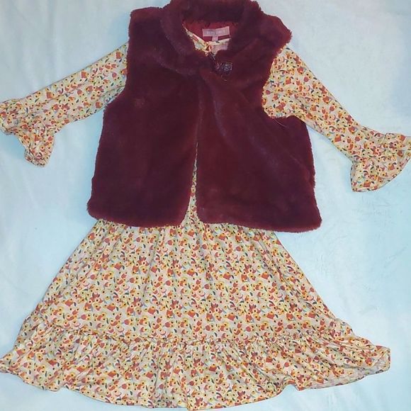 NEW BCBG Girls Dress & Furry Vest - Picture 1 of 5